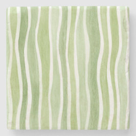 Posavasos De Piedra Rayas de Crema Verde Lima Onduladas