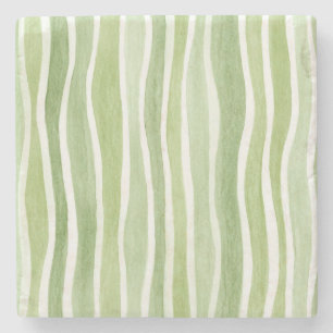 Posavasos De Piedra Rayas de Crema Verde Lima Onduladas