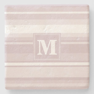 Posavasos De Piedra Rayas de cuarzo rosa monograma