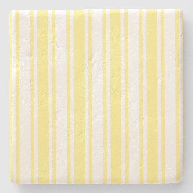 Posavasos De Piedra Rayas de limón amarillo y blanco (Anverso)
