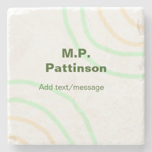 Posavasos De Piedra Rayas de naranja verde agregar mensaje de texto de