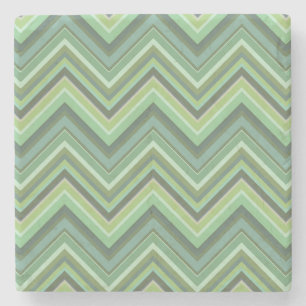 Posavasos De Piedra Rayas de zigzag verde oliva