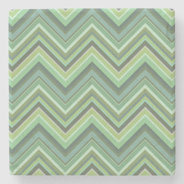 Posavasos De Piedra Rayas de zigzag verde oliva (Anverso)