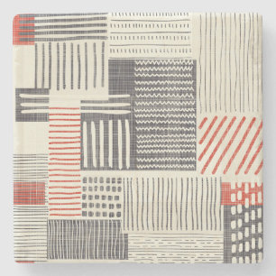 Posavasos De Piedra Rayas geométricas dibujadas a mano, patrón ininter