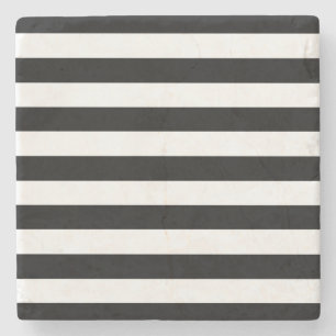 Posavasos De Piedra Rayas horizontales anchas blancos y negros de moda
