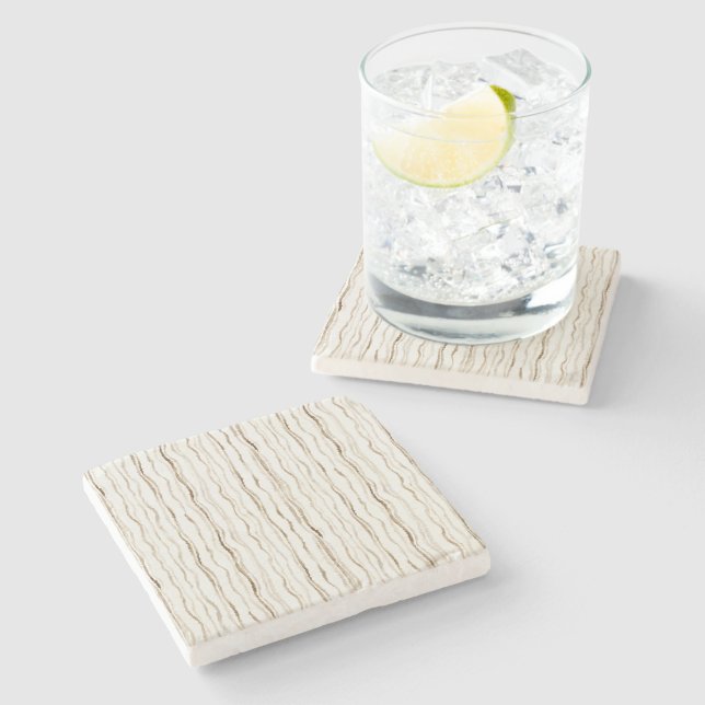 Posavasos De Piedra Rayas Marrones Crema (Lateral)
