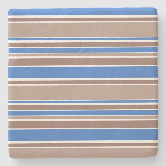 Posavasos De Piedra Rayas marrones y azules (Anverso)