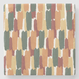 Posavasos De Piedra Rayas pintadas abstractas tonos mediterráneos