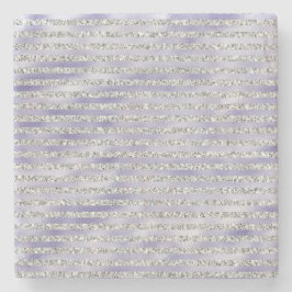 Posavasos De Piedra Rayas Purpurinas Glitzy Morado Plateado