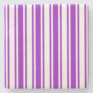 Posavasos De Piedra Rayas reales de caramelo morado y blanco