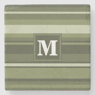 Posavasos De Piedra Rayas verde oliva monográficas