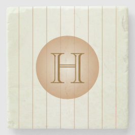 Posavasos De Piedra Rayas verdes pasteles Tan Monograma Monograma