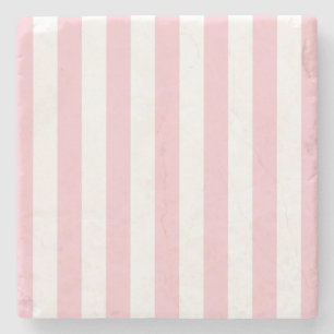 Posavasos De Piedra Rayas verticales Bebé Rosa Y Rayas Blancas