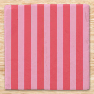Posavasos De Piedra Rayas verticales rosadas y rojas