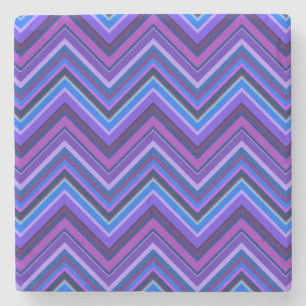 Posavasos De Piedra Rayas zigzag azules y violetas