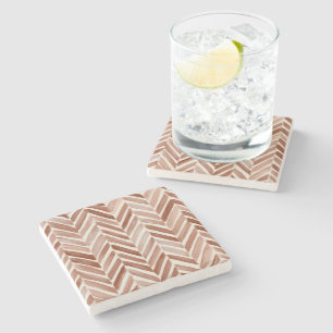 Posavasos De Piedra Rayas Zigzag Rojo Quemado