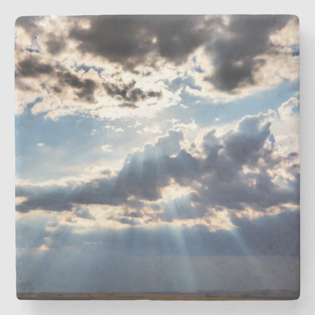 Posavasos De Piedra Rayos de sol desde arriba (Anverso)