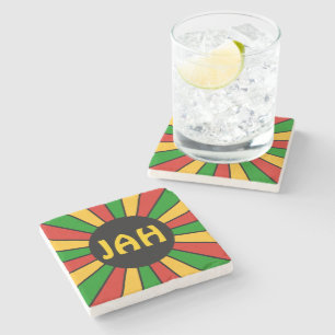 Posavasos De Piedra RAYOS DEL BOTÓN DE LA BANDERA RASTAFARI + su signo
