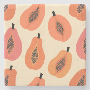 Posavasos De Piedra Rebanada de Sunfruit Papaya Tonos Naranjas