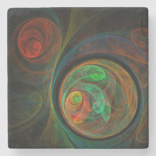 Posavasos De Piedra Reborn Green Abstract Art