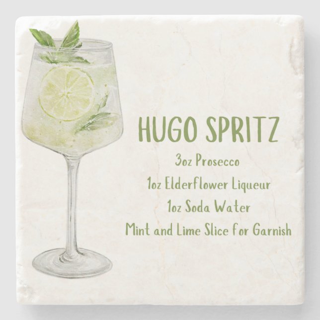 Posavasos De Piedra Receptor de Hugo Spritz (Anverso)