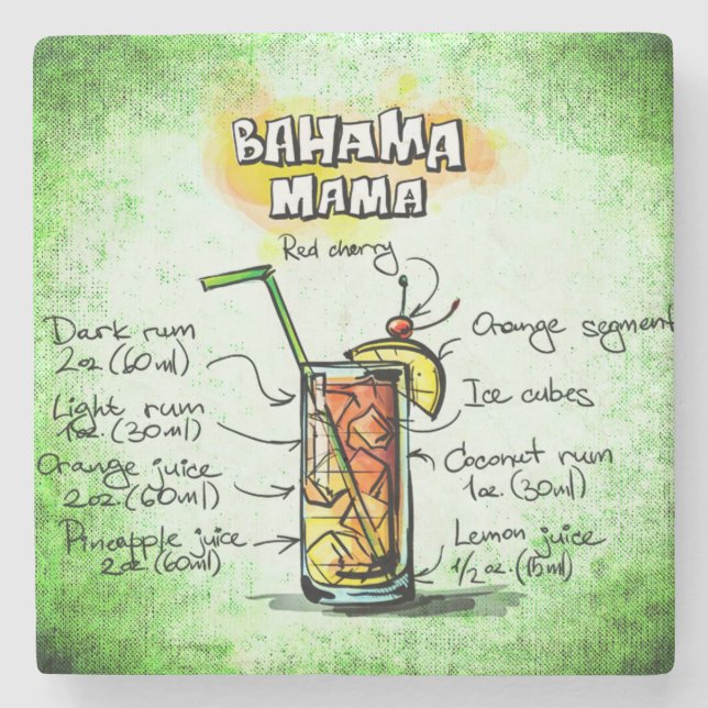 Posavasos De Piedra Receta Bahama Mama Drink (Anverso)