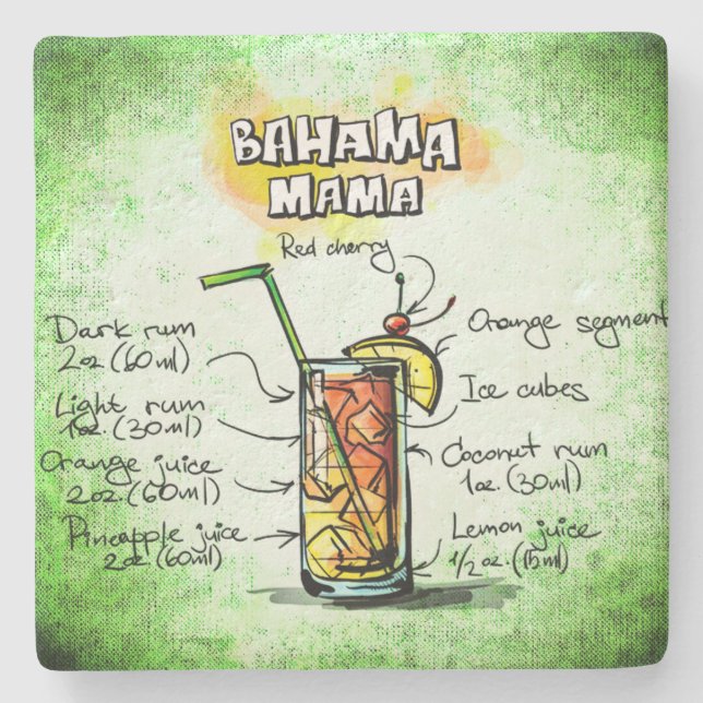 Posavasos De Piedra Receta Bahama Mama Drink (Anverso)