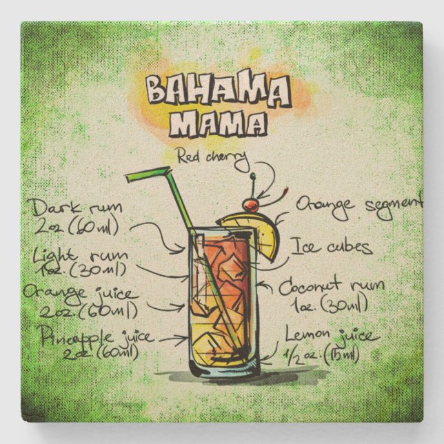 Posavasos De Piedra Receta Bahama Mama Drink (Anverso)