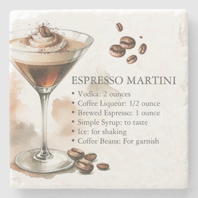 Posavasos De Piedra Receta de Espresso Martini (Anverso)
