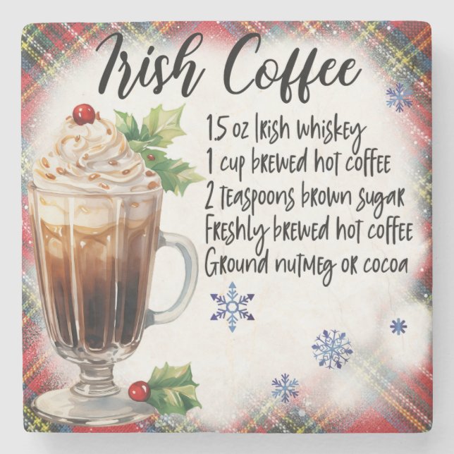 Posavasos De Piedra Receta irlandesa de café, escayola de mármol (Anverso)