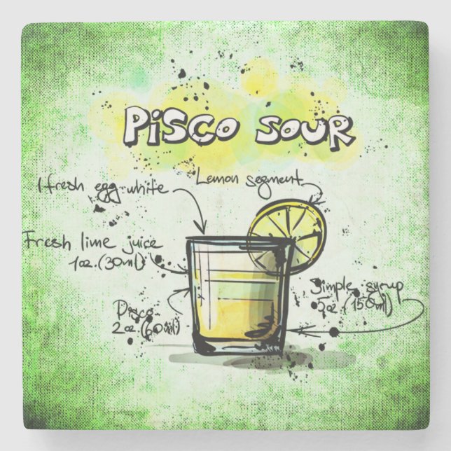 Posavasos De Piedra Receta para beber pisco sour (Anverso)
