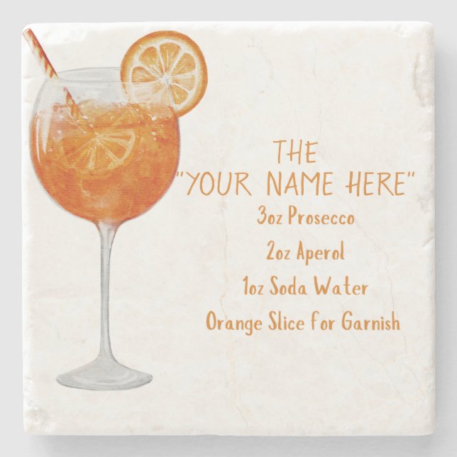 Posavasos De Piedra Receta personalizada de Aperol Spritz para posavas (Anverso)