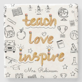 Posavasos De Piedra Reconocimiento docente Diseño moderno de Doodle