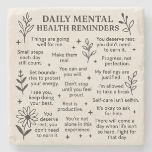 Posavasos De Piedra Recordatorios diarios de salud mental