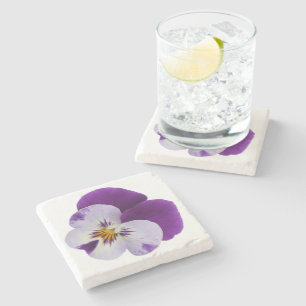 Posavasos De Piedra Recorte de pensamiento blanco morado