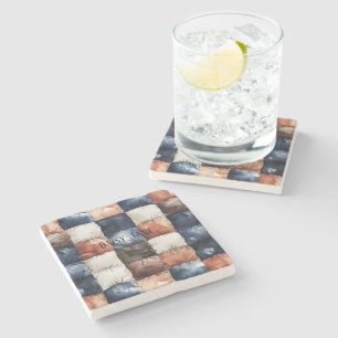 Posavasos De Piedra Rectángulos Azul Blanco Marrón Naranja