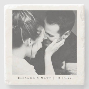 Posavasos De Piedra Recuerdo de boda de foto de pareja personalizada
