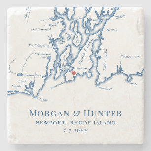 Posavasos De Piedra Recuerdo de Boda en Newport Rhode Island