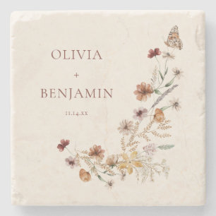 Posavasos De Piedra Recuerdo de boda personalizado Boho Flor silvestre