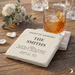 Posavasos De Piedra Recuerdo Divertido y Personalizado de Boda "Notas"