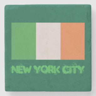 Posavasos De Piedra Recuerdo Irlandés Americano de Nueva York, Bandera