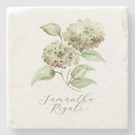 Posavasos De Piedra Recuerdos de boda personalizados Hydrangea verde