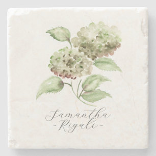 Posavasos De Piedra Recuerdos de boda personalizados Hydrangea verde