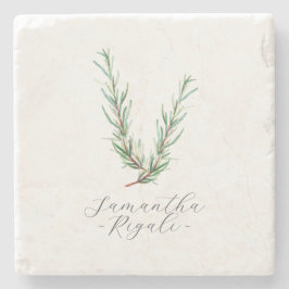 Posavasos De Piedra Recuerdos Personalizados Rosemary Acuarela