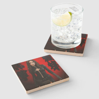 Posavasos De Piedra Red Black stone coaster