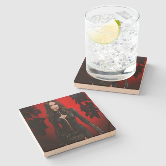 Posavasos De Piedra Red Black stone coaster (Lateral)