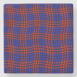 Posavasos De Piedra Red Blue Plaid Checker Seamless Pattern