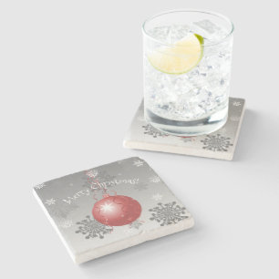 Posavasos De Piedra Red Fancy Christmas Ornamet Stone Coaster