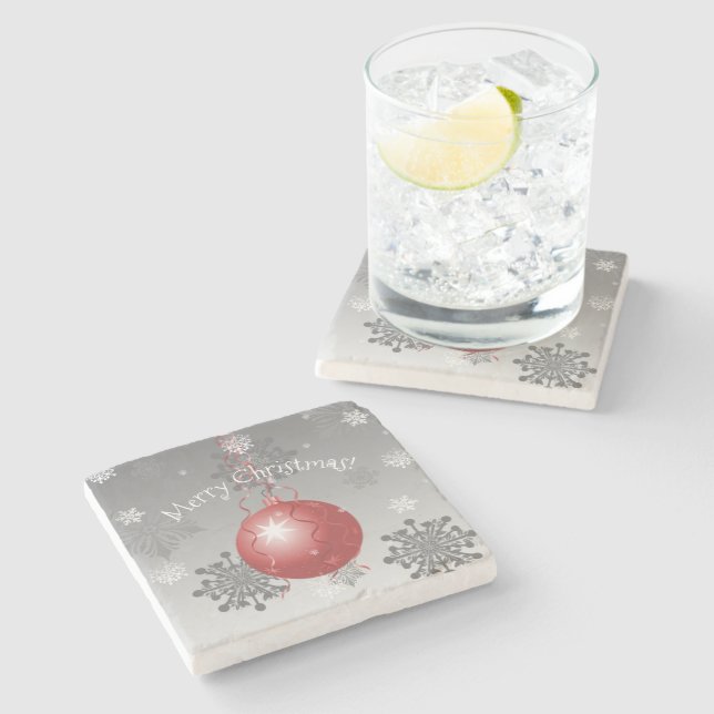 Posavasos De Piedra Red Fancy Christmas Ornamet Stone Coaster (Lateral)