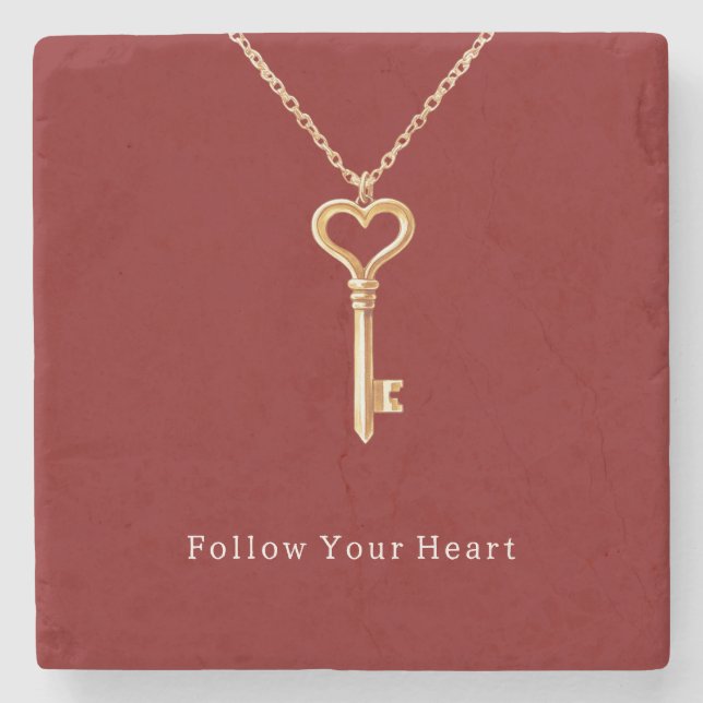 Posavasos De Piedra Red Gold Heart Chain  (Anverso)